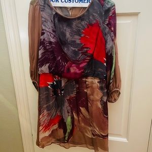 Tibi sheer long sleeve dress
